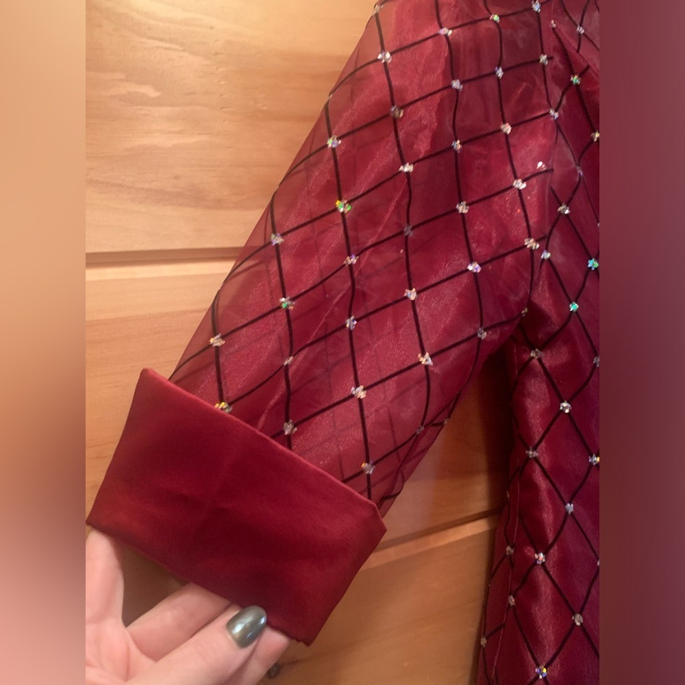 R & M Collection | Jacket Bling Burgundy Sequence 3/4 Sleeve size 10. - Picture 2 of 10